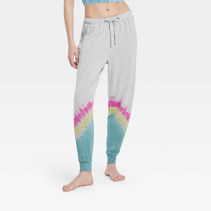 Women's Tie-dye Butter French Terry Lounge Jogger Pants - Colsie Gray