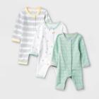 Baby Boys' 3pk 'abc' Pajama Romper - Cloud Island Mint Preemie, Blue/green