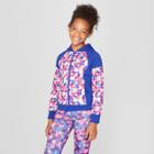Girls' Printed Tech Fleece Full Zip Hoodie - C9 Champion Light Pink Tulips Multi Print