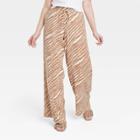 Women's High-rise Wide Leg Linen Pull-on Pants - A New Day Brown