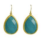 Zirconmania Zirconite Long Elongated Pear Shape Drop Earring - Turquoise, Girl's,