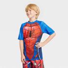 Boys' Marvel Spider-man Short Sleeve Rash Guard Top - Blue