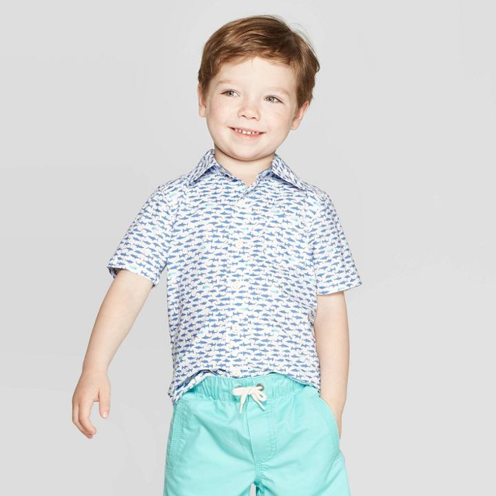 Petiteoshkosh B'gosh Toddler Boys' Short Sleeve Button-down Shirt - Blue