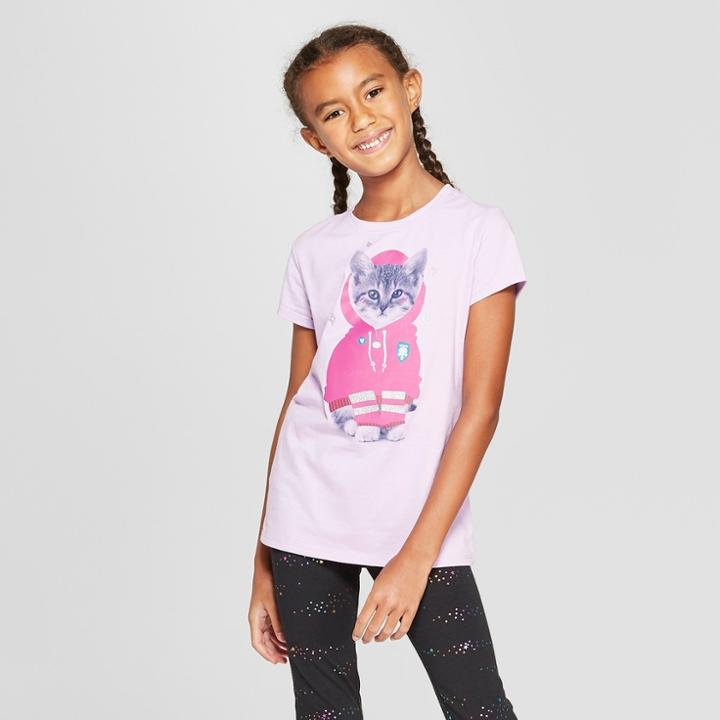 Girls' Short Sleeve Kitten Graphic T-shirt - Cat & Jack Purple