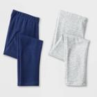 Toddler Girls' Solid 2pk Leggings - Cat & Jack Gray/navy 12m, Girl's, Blue