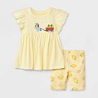 Toddler Girls' Bluey Solid Top And Bottom Set - Yellow