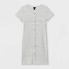 Girls' Button-front Short Sleeve Dress - Art Class White/gray