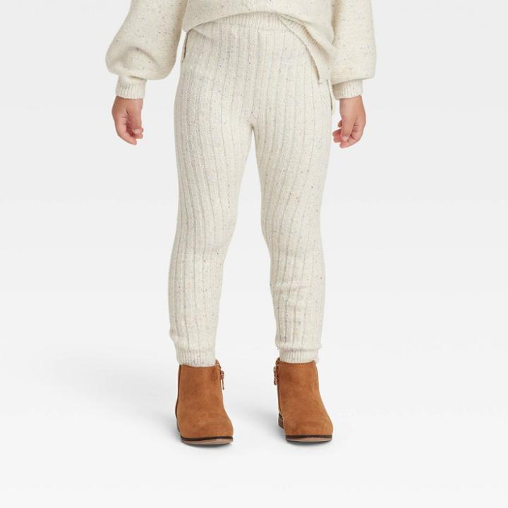 Toddler Girls' Solid Sweater Pull-on Leggings - Cat & Jack Cream