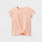 Girls' Short Sleeve Twist-front Gym T-shirt - All In Motion Peach Orange