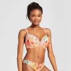 Women's Strappy Front Push-up Bikini Top - Xhilaration Marigold Floral D/dd Cup, Yellow