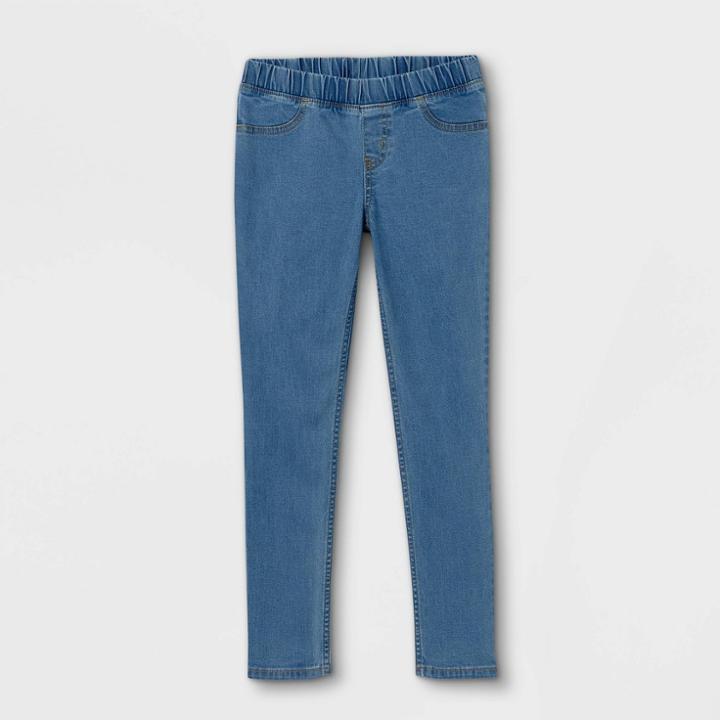 Girls' Pull-on Skinny Mid-rise Jeans - Cat & Jack Light Wash