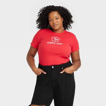 Sriracha Women's Plus Size Valentine's Day Always Spicy Siracha Baby Short Sleeve Graphic T-shirt - Red