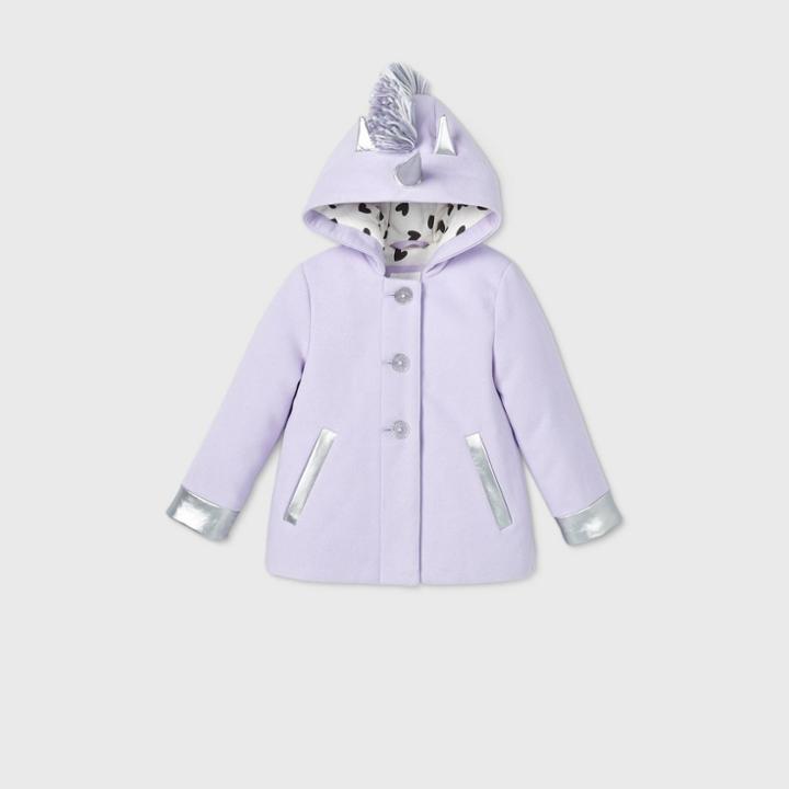 Toddler Girls' Unicorn Fashion Faux Wool Jacket - Cat & Jack Purple/silver