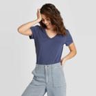 Women's Relaxed Fit Short Sleeve V-neck T-shirt - Universal Thread Navy Xs, Women's, Blue
