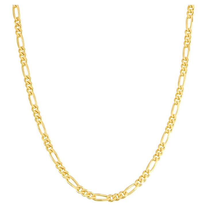 Tiara Gold Over Silver 24 Figaro Chain Necklace,