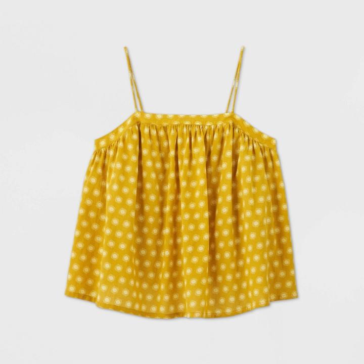 Women's Plus Size Polka Dot Strappy Tank Top - Universal Thread Yellow