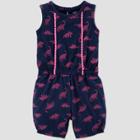 Baby Girls' Dino Print One Piece Romper - Just One You Made By Carter's Navy/pink 6m, Girl's, Blue