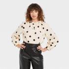 Women's Polka Dot Balloon Long Sleeve Top - Who What Wear Off-white