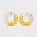 Color Blocked Woven Hoop Earrings - A New Day Yellow, Women's,