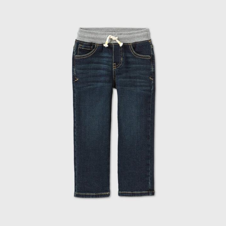 Toddler Boys' Straight Fit Rib Waist Jeans - Cat & Jack Dark Vintage Blue