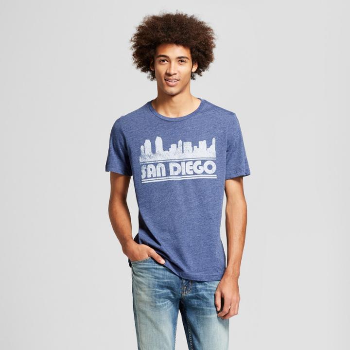 Men's San Diego Skyline Short Sleeve Crew Neck T-shirt - Awake - Navy