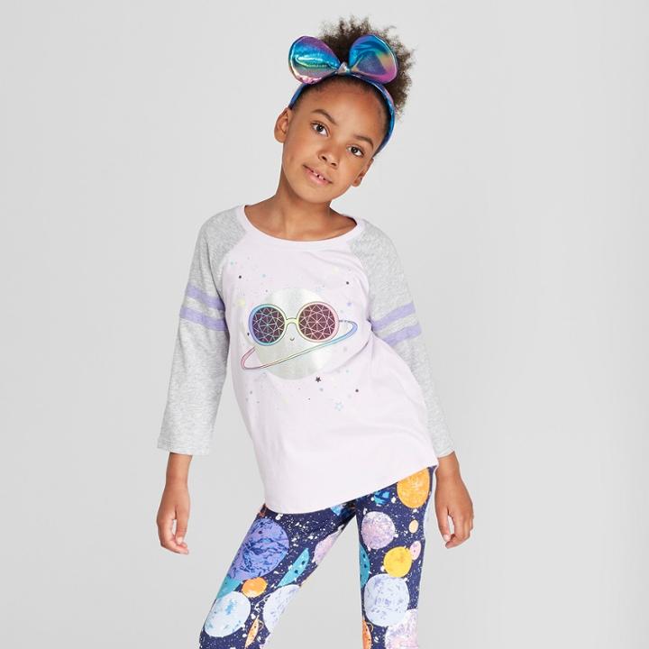 Girls' Planet Baseball 3/4 Sleeve T-shirt - Cat & Jack Purple