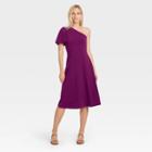 Women's Short Sleeve A-line Dress - Who What Wear Plum
