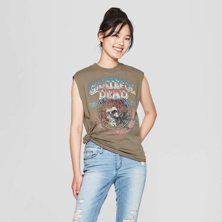 Junk Food Women's Sleeveless Grateful Dead Graphic T-shirt - Green