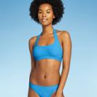 Juniors' Terry Longline Halter Bralette Bikini Top - Xhilaration Blue