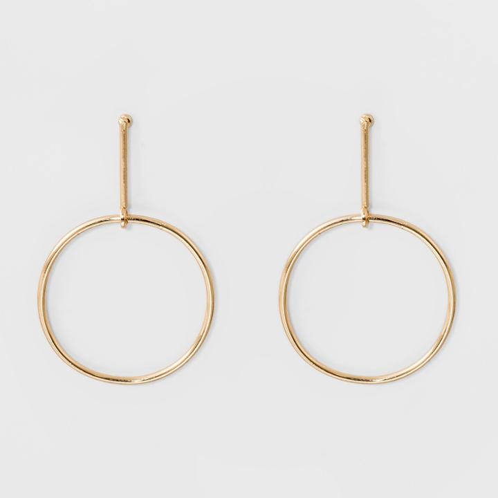 Bar & Hanging Circle Post Top Earrings - A New Day Gold,