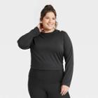 Women's Plus Size Long Sleeve Cropped Top - All In Motion Black