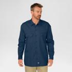Dickies Men's Big & Tall Original Fit Long Sleeve Twill Work Shirt- Navy (blue) L