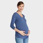 Long Sleeve Scoop Neck Maternity T-shirt - Isabel Maternity By Ingrid & Isabel Blue