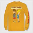 Men's Long Sleeve Mtv Beavis & Butthead Crew T-shirt - Gold