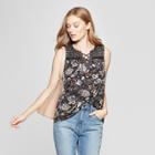 Women's Floral Print Tank Top - Knox Rose Black