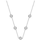 Target Station Necklace In Silver Plate With 5 Bezel Set Crystals From Swarovski - Clear/gray