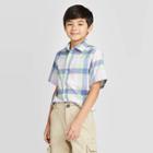 Petiteboys' Short Sleeve Button-down Shirt - Cat & Jack Blue/green