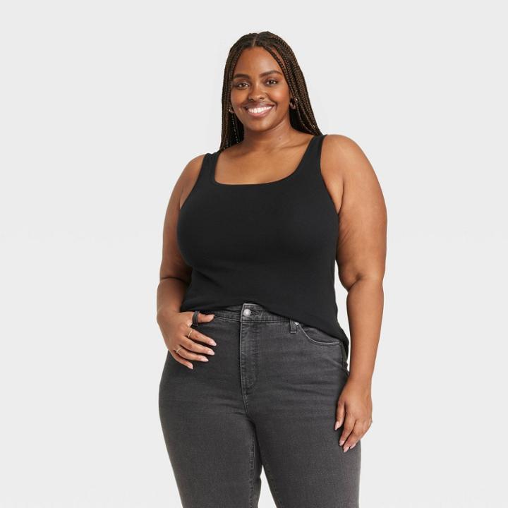 Women's Slim Fit Tank Top - Ava & Viv Black