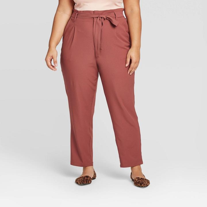 Ava & Viv Women's Plus Size Mid-rise Straight Leg Utility Ankle Pants - Ava &viv Rose 14w, Women's, Pink