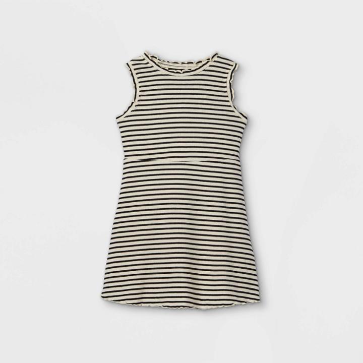 Toddler Girls' Rib Tank Dress - Art Class Ivory/black