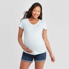 Maternity Short Sleeve V-neck Side Shirred T-shirt - Isabel Maternity By Ingrid & Isabel Aqua Xs, Women's, Blue