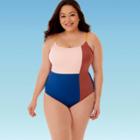 Women's Plus Size Slimming Control Colorblock One Piece Swimsuit - Beach Betty By Miracle Brands 1x, Women's, Size: 1xl,