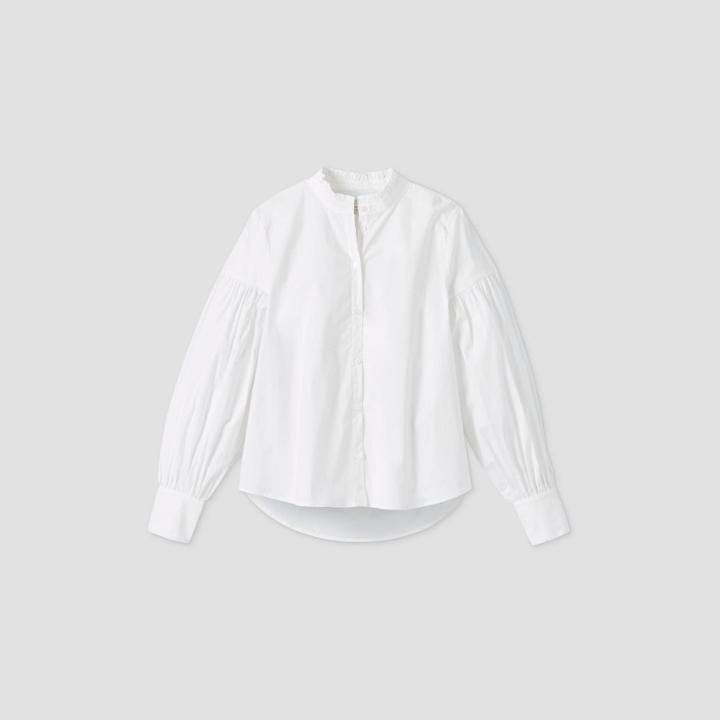 Women's Puff Long Sleeve Poplin Shirt - A New Day White