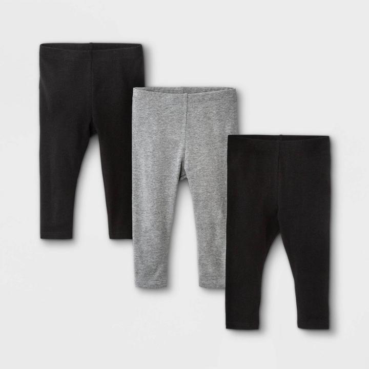 Baby Girls' 3pk Leggings - Cat & Jack Black Newborn