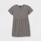 Girls' Flowy Button-front Short Sleeve Dress - Art Class Gray