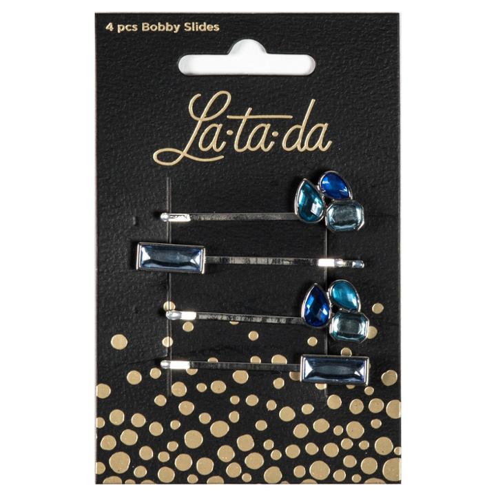 La-ta-da Blue Jeweled Hair Slides