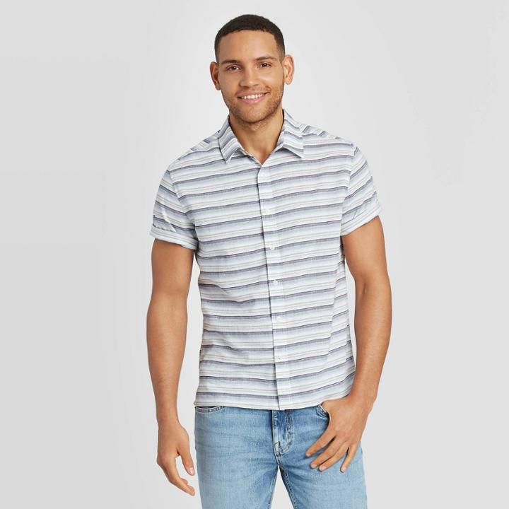 Men's Standard Fit Short Sleeve Novelty Button-down Shirt - Goodfellow & Co