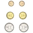 Target Button Earrings Sterling Set - 3pk - Silver/rose Gold