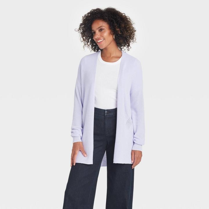 Women's Essential Open-front Cardigan - A New Day Lavender