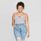Women's Plus Size Striped Flag Graphic Tube Top - Mighty Fine (juniors') - Blue/white